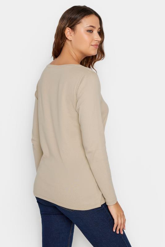 LTS Tall Beige Brown Long Sleeve Cotton T-Shirt | Long Tall Sally  3