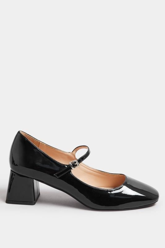 LTS Black Patent Mary Jane Block Midi Heels In Standard Fit | Long Tall Sally 3