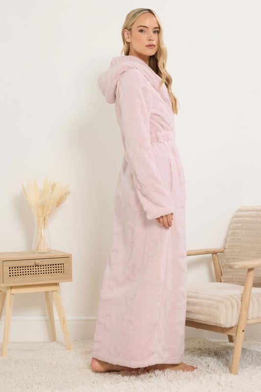LTS Tall Light Pink Heart Embossed Dressing Gown | Long Tall Sally 3