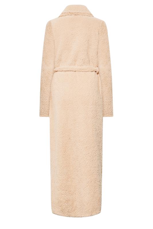 LTS Tall Women's Beige Brown Borg Fleece Maxi Dressing Gown | Long Tall Sally 7