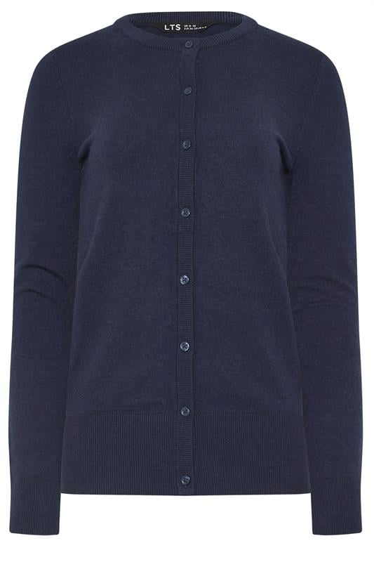 LTS Tall Navy Blue Crew Neck Button Cardigan | Long Tall Sally 1