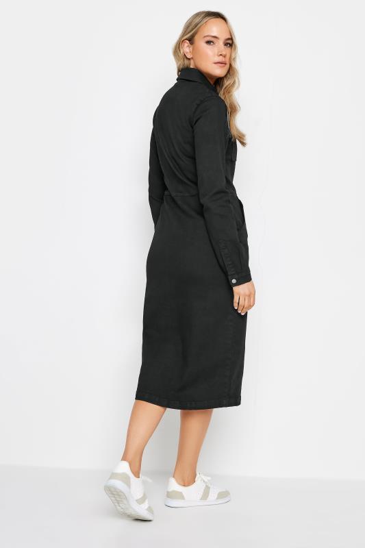 LTS Tall Womens Black Denim Zip Through Midi Dress | Long Tall Sally 3