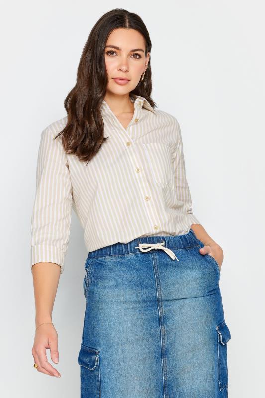 LTS Tall Womens Beige Brown Stripe Shirt | Long Tall Sally 1