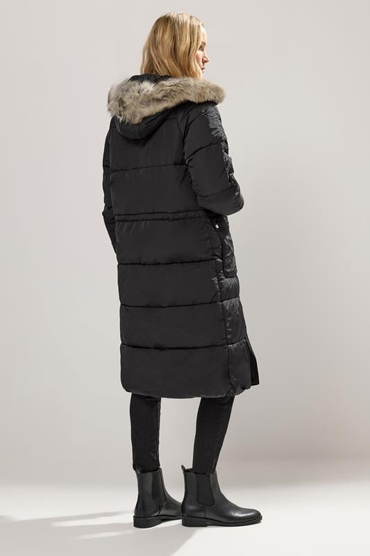 LTS Tall Black Padded Midi Coat | Long Tall Sally 3