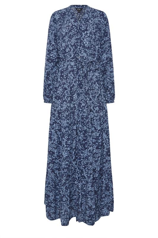 LTS Tall Women's Navy Blue Ditsy Crinkle Maxi Dress | Long Tall Sally 5