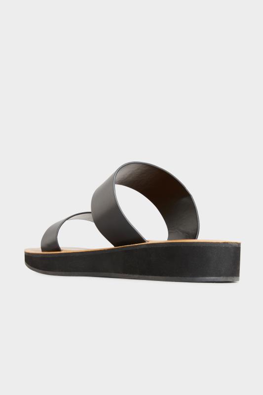 LTS Black Two Strap Flat Sandals In Standard Fit | Long Tall Sally 4