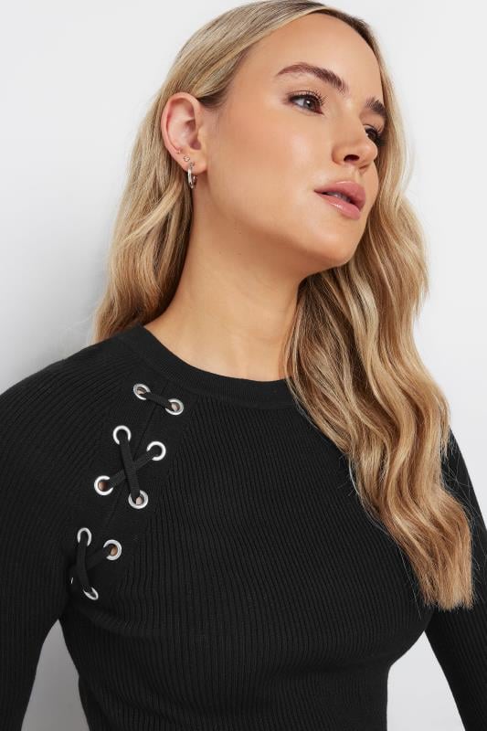 LTS Tall Black Eyelet Detail Jumper | Long Tall Sally 2