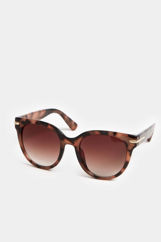Brown Tortoiseshell Oversized Gold Detail Sunglasses | Yours Clothing 3