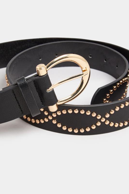 Black & Gold Twisted Stud Belt | Yours Clothing 3