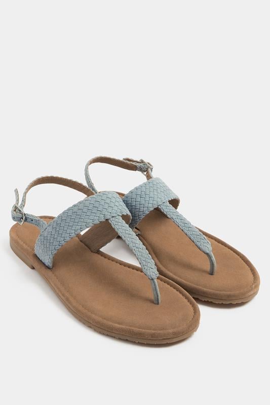  Yours Blue Woven Toe Post Sandals In Extra EEE Wide Fit