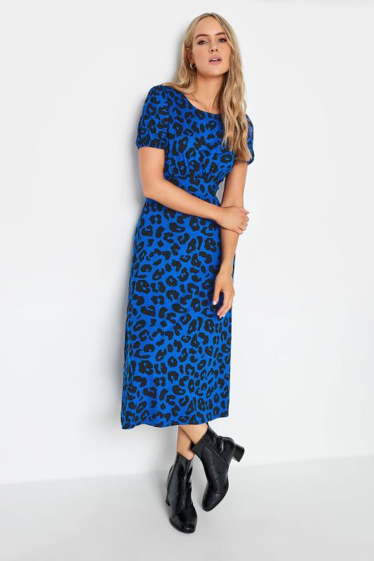 LTS Women's Tall Blue Animal Print Midi Tea Dress | Long Tall Sally 1