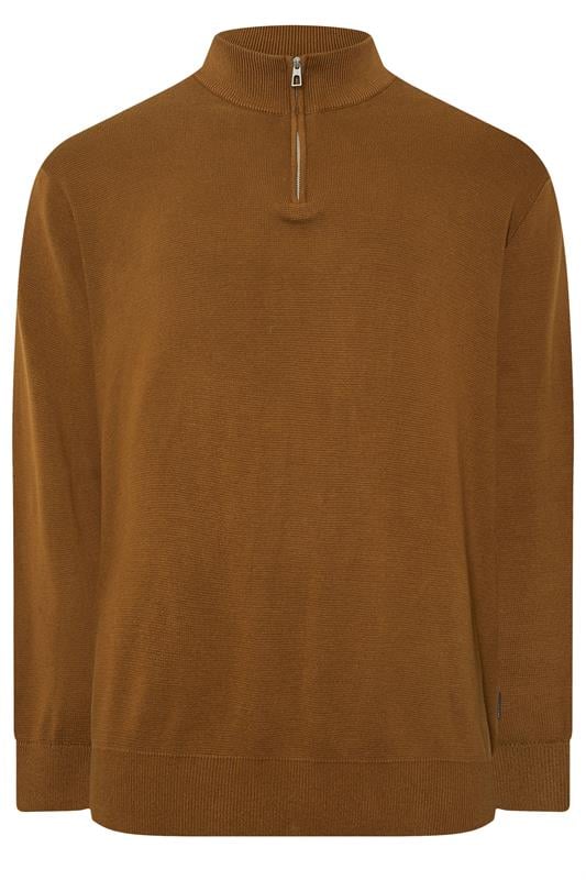 BadRhino Big & Tall Brown Milano Quarter Zip Jumper | BadRhino 1