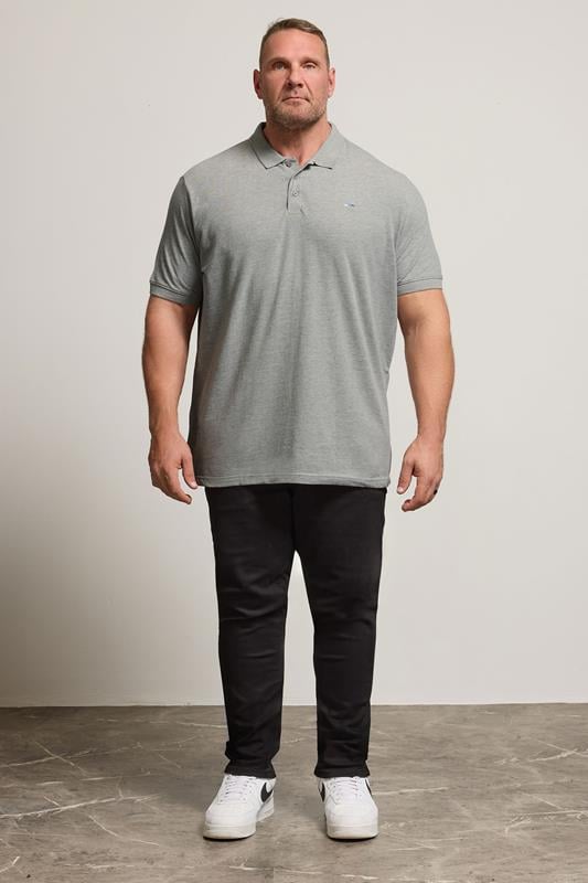 BadRhino Grey Marl Essential Polo Shirt | BadRhino 3