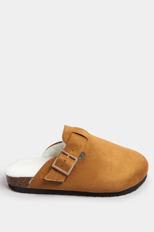 Chestnut Brown Faux Fur Lined Clogs In Extra Wide EEE Fit | Yours Clothing  3