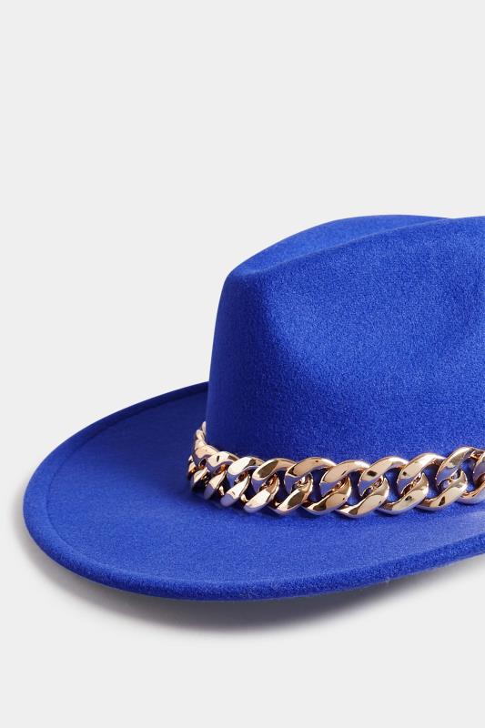 Blue Chunky Chain Fedora Hat | Yours Clothing 4