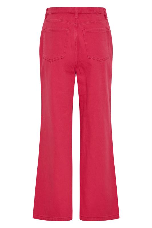 LTS Tall Women's Bright Pink Cotton Twill Wide Leg Cropped Trousers | Long Tall Sally 5