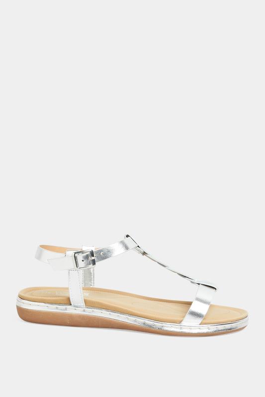 Silver Plaited Strap Sandals In Wide E Fit & Extra Wide EEE Fit | Yours Clothing 3