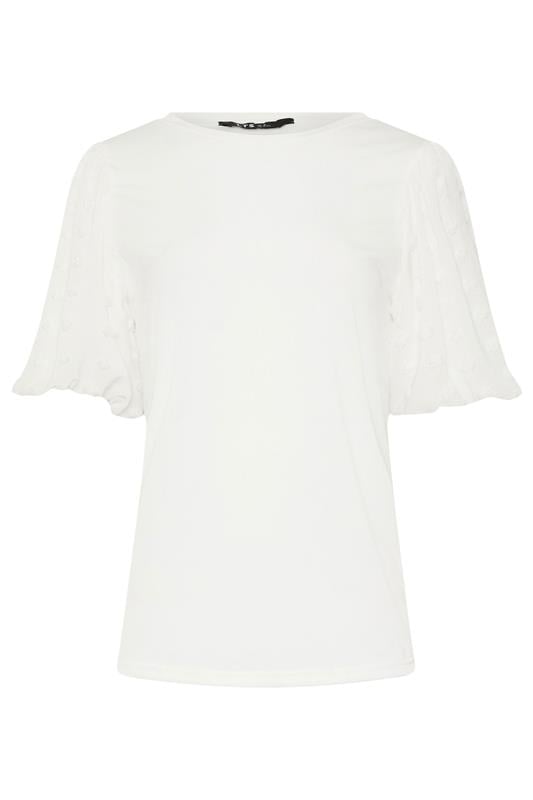 LTS Tall Ivory White Dobby Spot Sleeve Blouse | Long Tall Sally 5