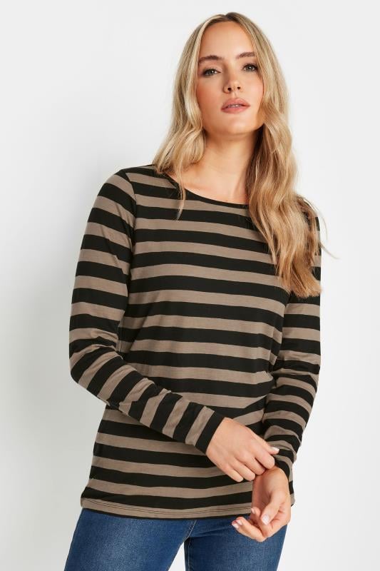 LTS Tall 2 PACK Black & Khaki Green Stripe Long Sleeve T-shirt Tops | Long Tall Sally 5