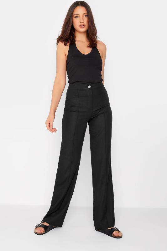 LTS Tall Black Linen Look Trousers | Long Tall Sally  2