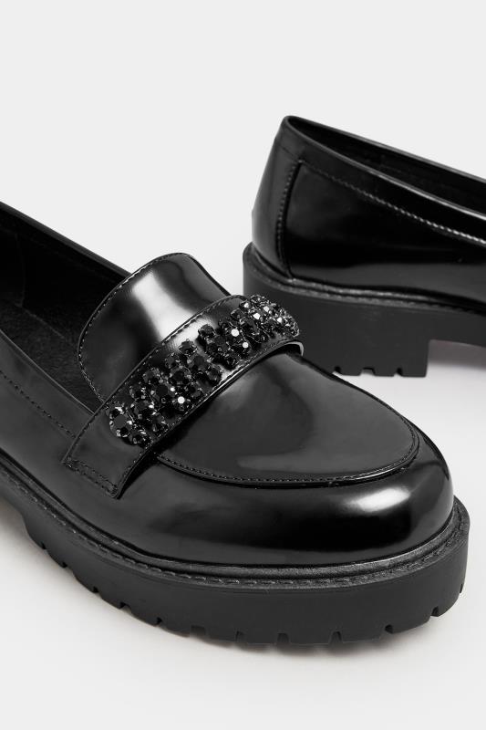 LIMITED COLLECTION Black Diamante Chunky Loafers In Extra Wide EEE Fit | Yours Clothing 5