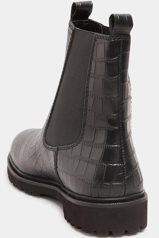 LTS Women's Black Croc Chelsea Boots In Standard Fit | Long Tall Sally 4