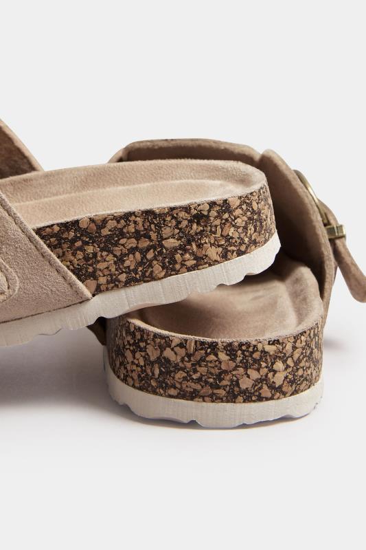 Beige Brown Faux Suede Clogs In Extra Wide EEE Fit | Yours Clothing 5