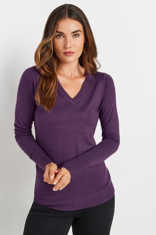 Tall  LTS Tall Purple V-neck Long Sleeve Jumper