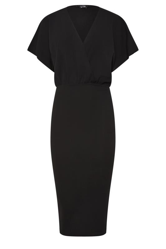 LTS Tall Black Scuba Wrap Midi Dress | Long Tall Sally 6