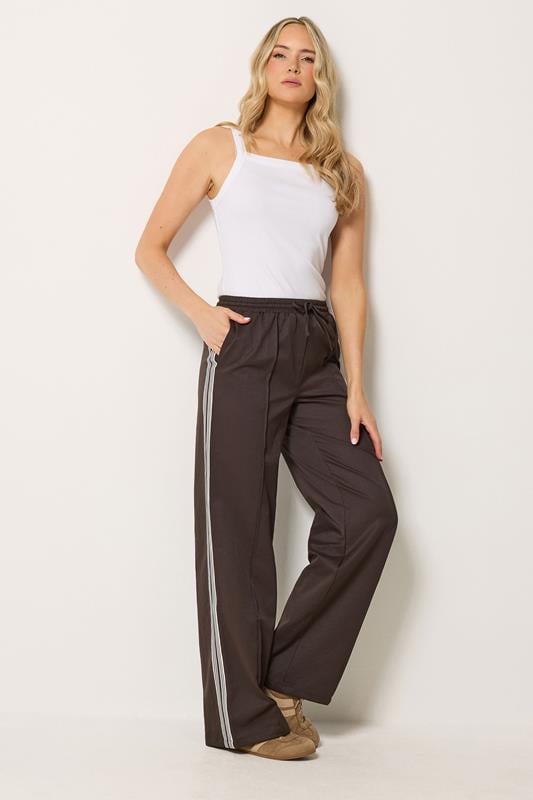 LTS Tall Women's Chocolate Brown Side Stripe Wide Leg Trousers | Long Tall Sally 2