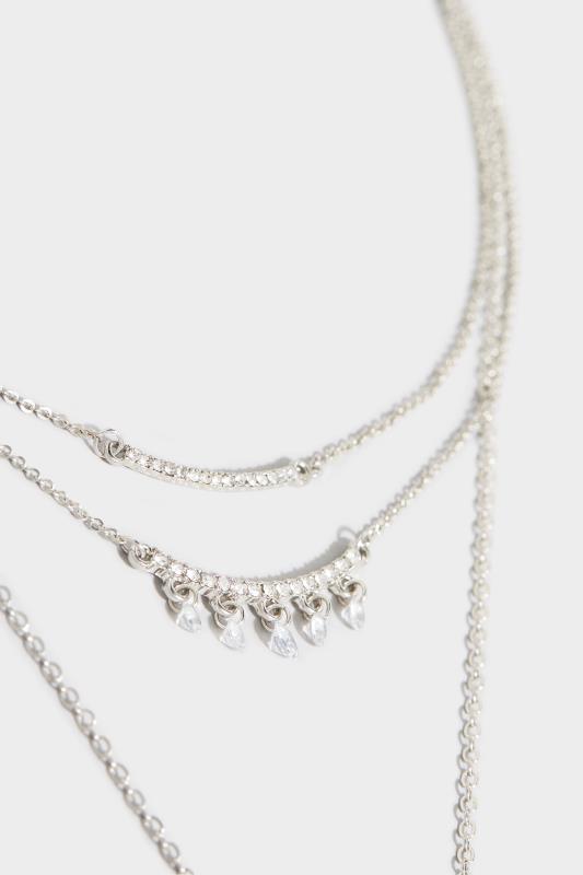 Silver Tier Diamante Necklace | Yours Clothing 4