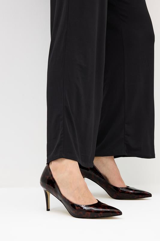LTS Brown Tortoise Pointed Court Heel In Standard Fit | Long Tall Sally 1