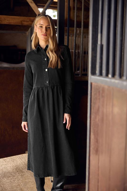 Tall  LTS Tall Black Denim Midaxi Dress