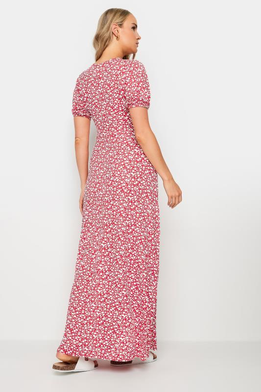LTS Tall Women's Red Ditsy Floral Print Maxi Wrap Dress | Long Tall Sally 3