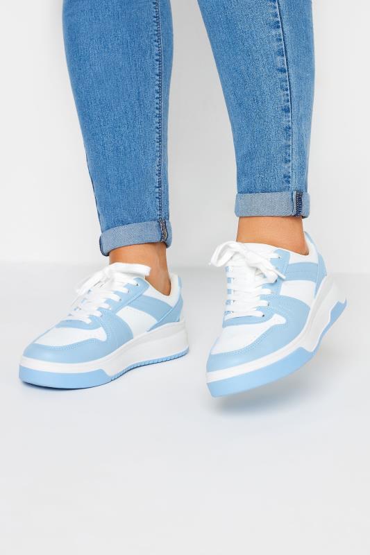 Plus Size  Yours Blue & White Chunky Trainers In Extra Wide EEE Fit