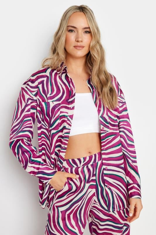LTS Tall Purple Zebra Print Satin Shirt | Long Tall Sally 2