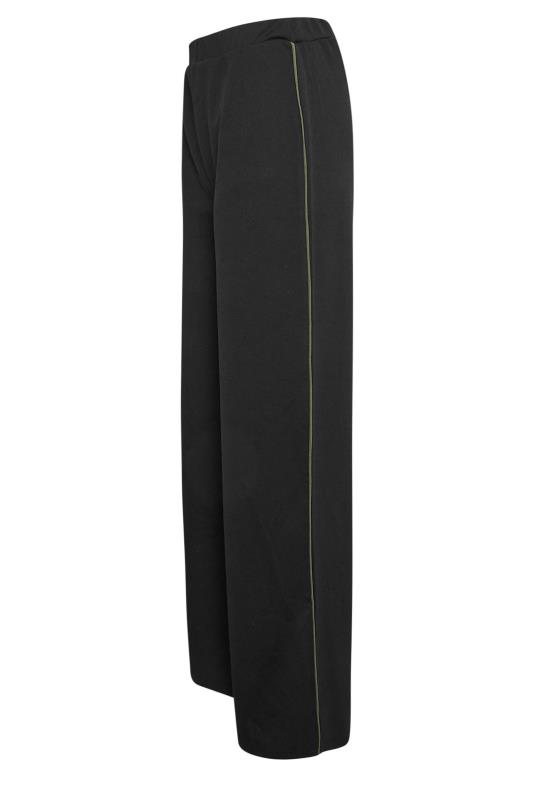 LTS Tall Womens Black & Khaki Green Side Pipe Detail Wide Leg Trousers | Long Tall Sally 6
