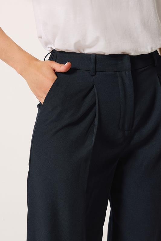 LTS Tall Women's Navy Blue Pleated Wide Leg Trousers | Long Tall Sally 4