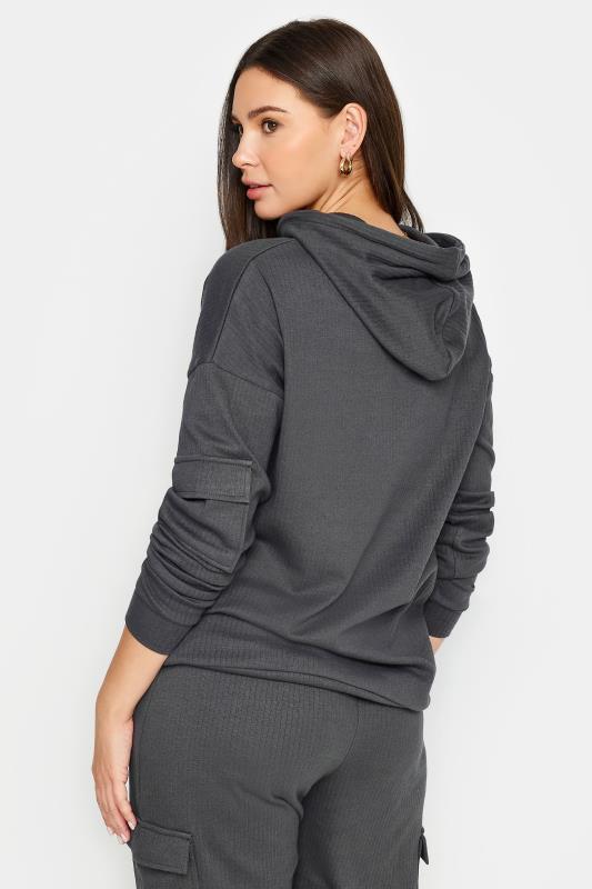 LTS Tall Women's Charcoal Grey Ribbed Cargo Hoodie | Long Tall Sally 3