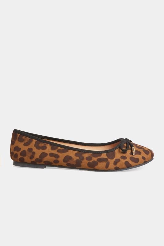 LTS Women's Brown Leopard Print Ballerina Pumps In In Standard D Fit | Long Tall Sally 3