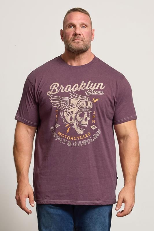 KAM Big & Tall Fig Purple Brooklyn Motorbike Graphic Print T-Shirt | BadRhino 1