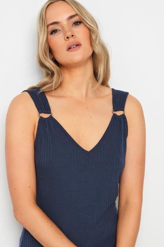 LTS Tall Navy Blue Ribbed Vest Top | Long Tall Sally 6
