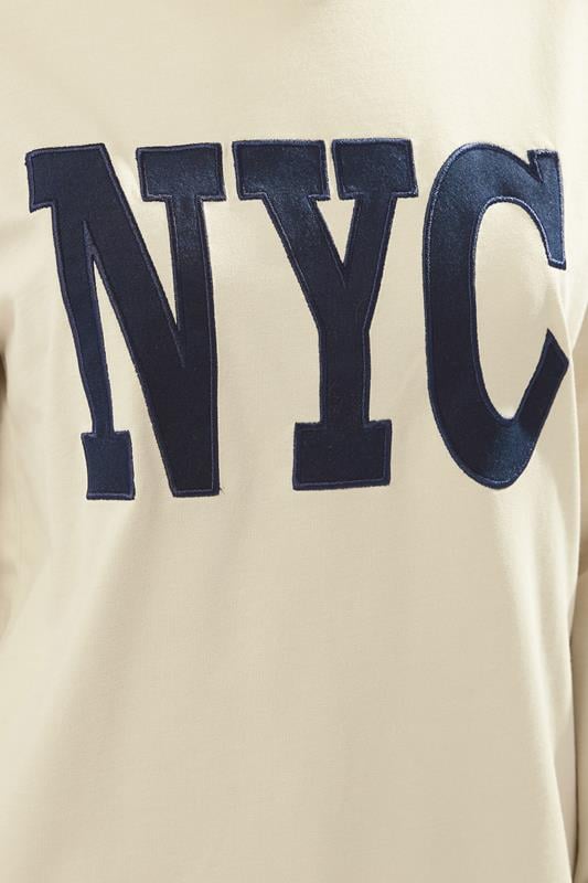 LTS Tall Beige Brown 'NYC' Applique Slogan Sweatshirt | Long TallSally 4