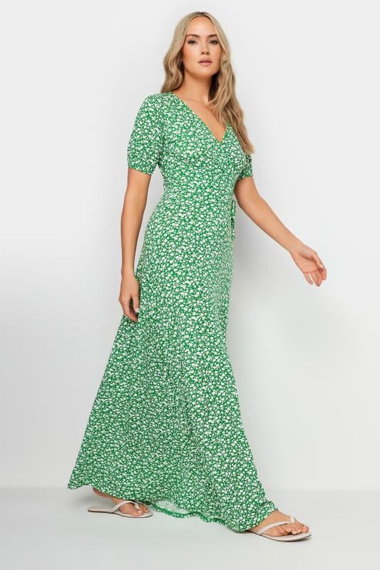 LTS Tall Women's Green Ditsy Floral Print Maxi Wrap Dress | Long Tall Sally 2