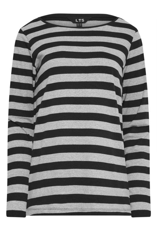 LTS Tall Womens Grey & Black Stripe Long Sleeve Cotton T-Shirt | Long Tall Sally  6