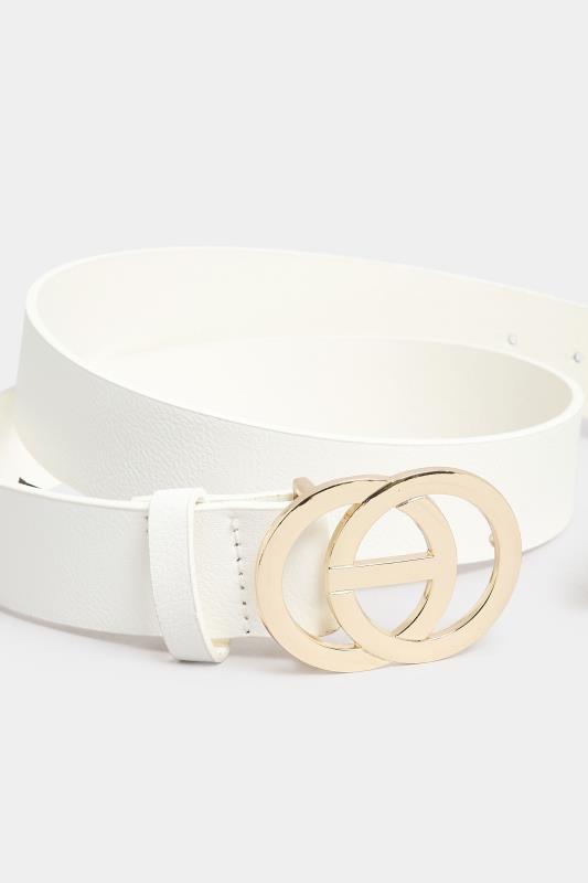 White Double Ring Faux Leather Belt | Yours Clothing 4
