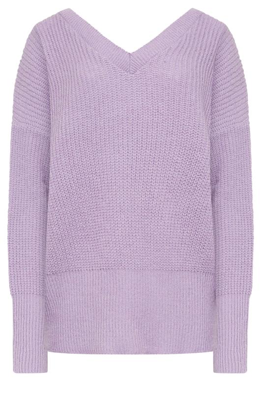 LTS Tall Women's Lilac Purple V-Neck Knitted Jumper | Long Tall Sally 7