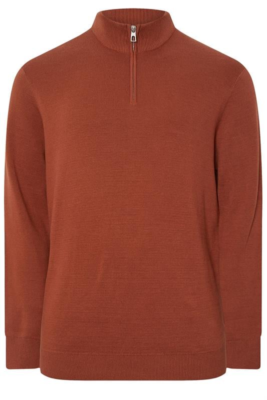 BadRhino Big & Tall Henna Red Milano Quarter Zip Jumper | BadRhino 5