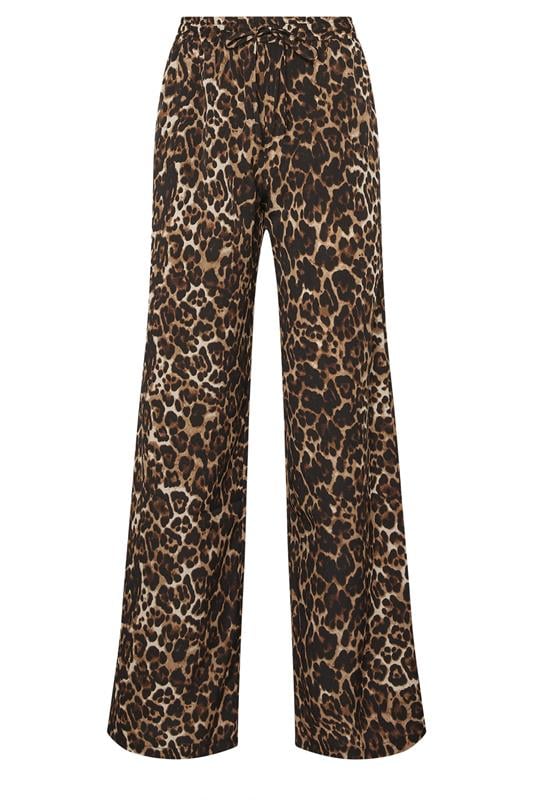 LTS Tall Women's Brown & Black Leopard Print Wide Leg Trousers | Long Tall Sally 5