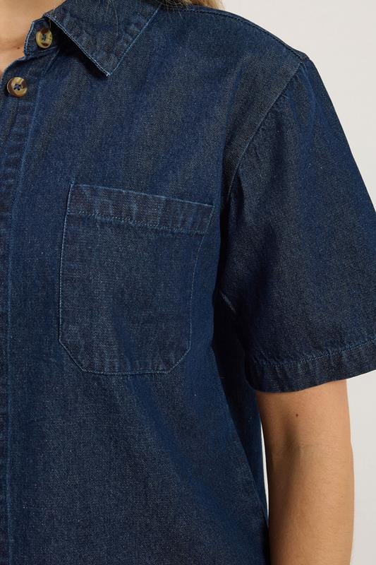 LTS Tall Women's Set Indigo Blue Denim Cotton Shirt & Shorts | Long Tall Sally 7